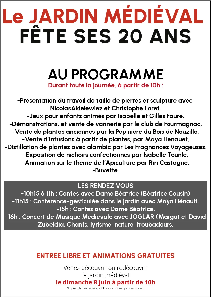 Le jardin médiéval de Cardaillac fête ses 20 ans !