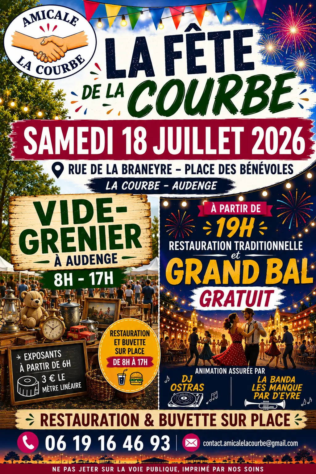 Fête de la Courbe : vide grenier, bal et repas champêtre