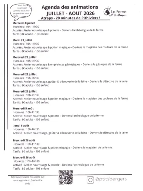 Agenda des animations