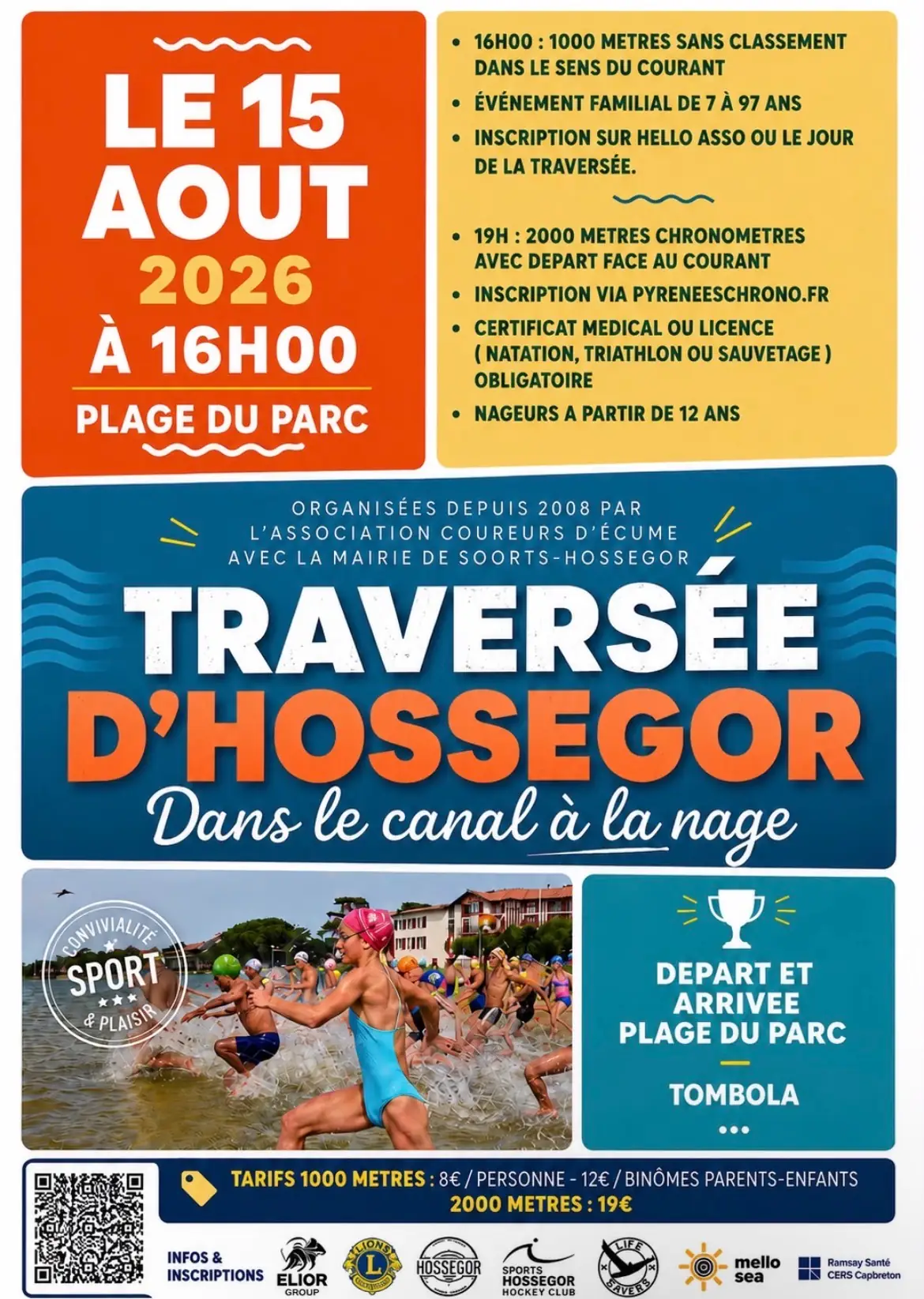 Traversées d'Hossegor dans le canal à la nage 2026