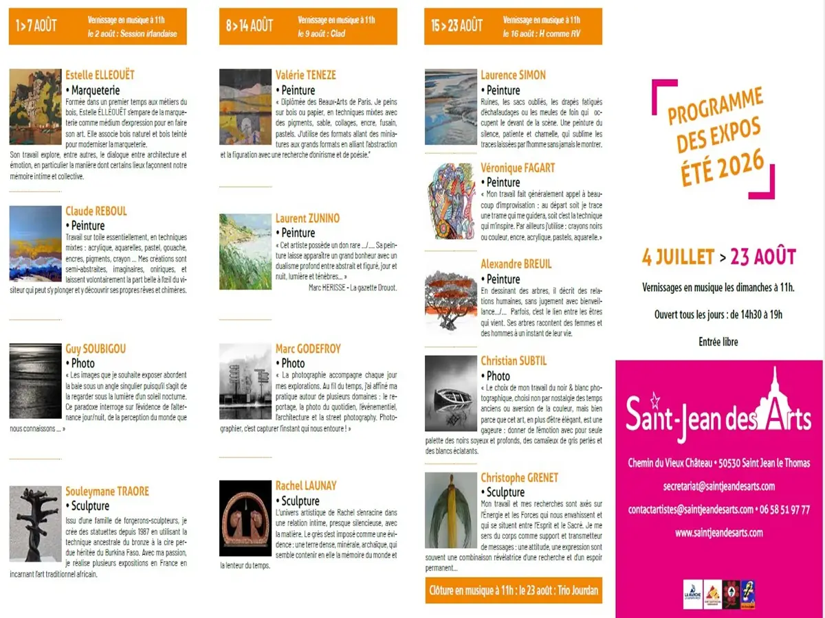 Expositions estivales Saint Jean des Arts