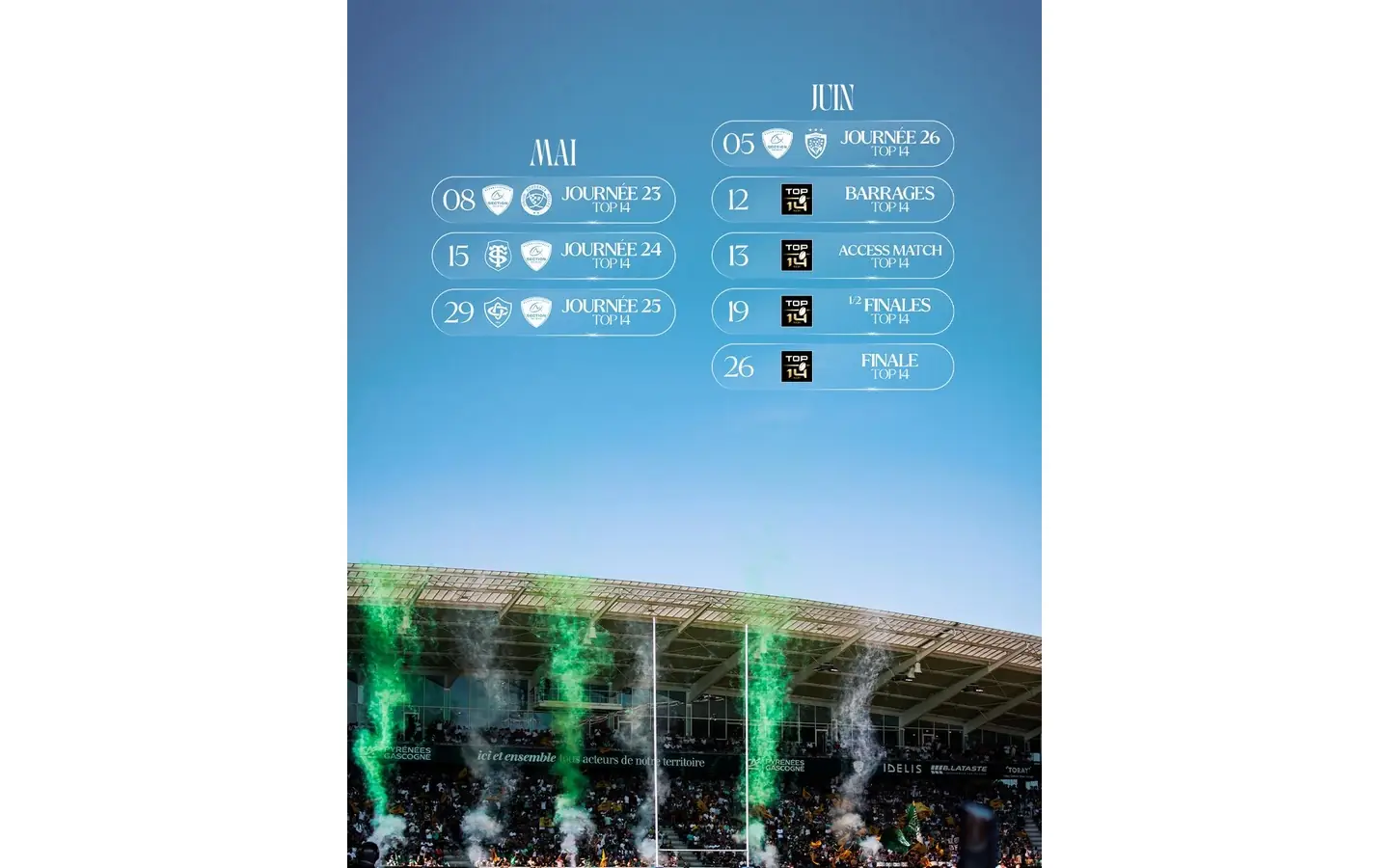 Rugby TOP14 - Calendrier Section