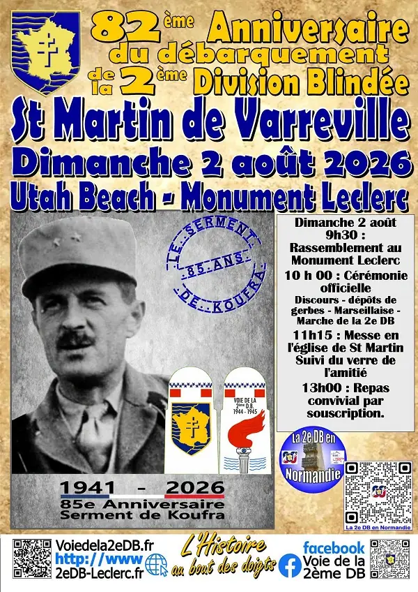 Cérémonie du 82e anniversaire du Débarquement de la 2e DB