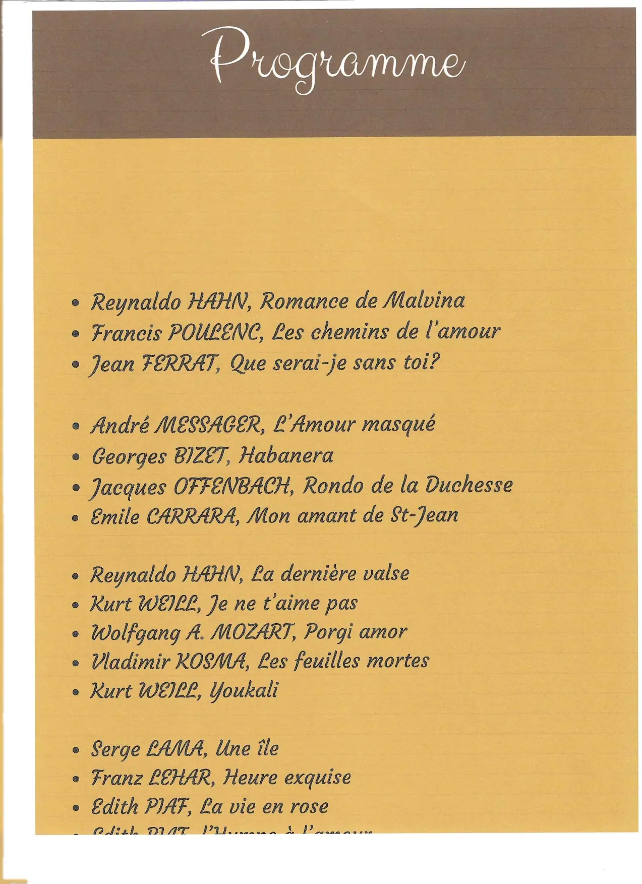 Concert "Comme autrefois en moi" piano & voix soprano
