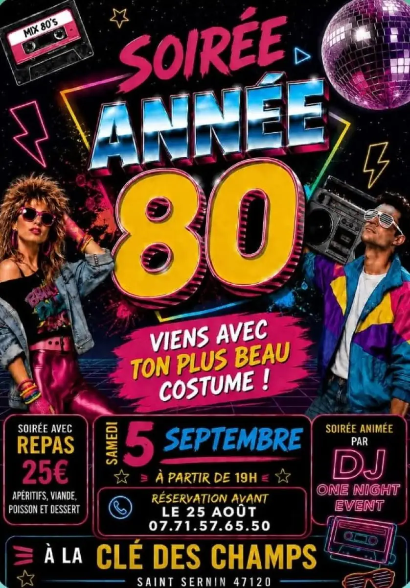 Plancha Soirée DJ années 80's à la Clé des Champs
