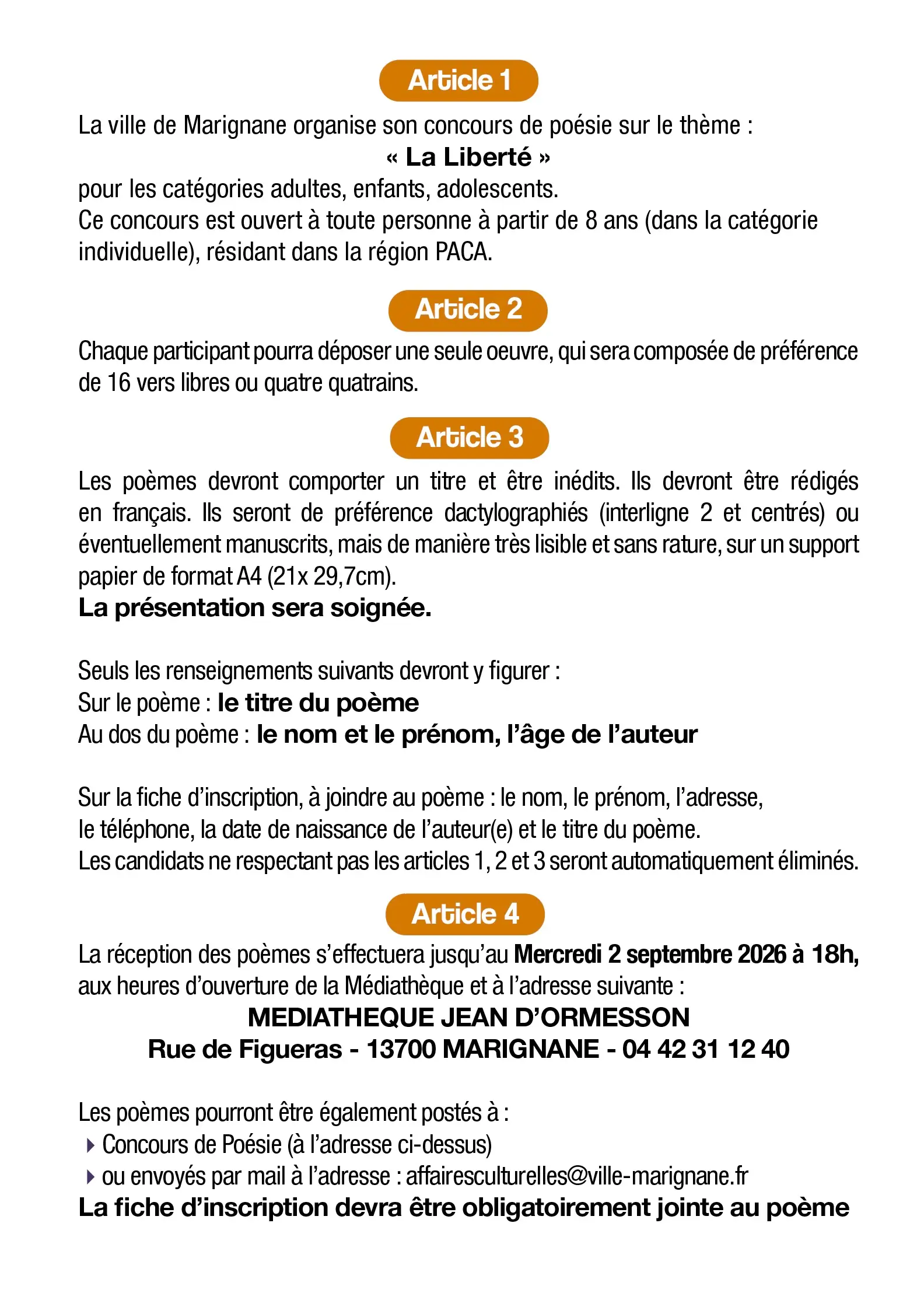 Concours de poésie
