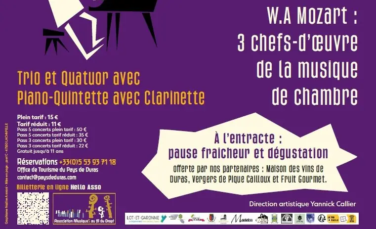 4ᵉ édition du Festival itinérant "Musiques au fil du Dropt" Mozart s'invite au château de Duras