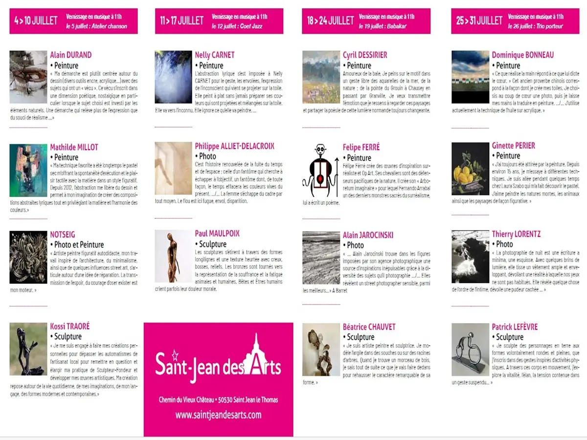 Expositions estivales Saint Jean des Arts