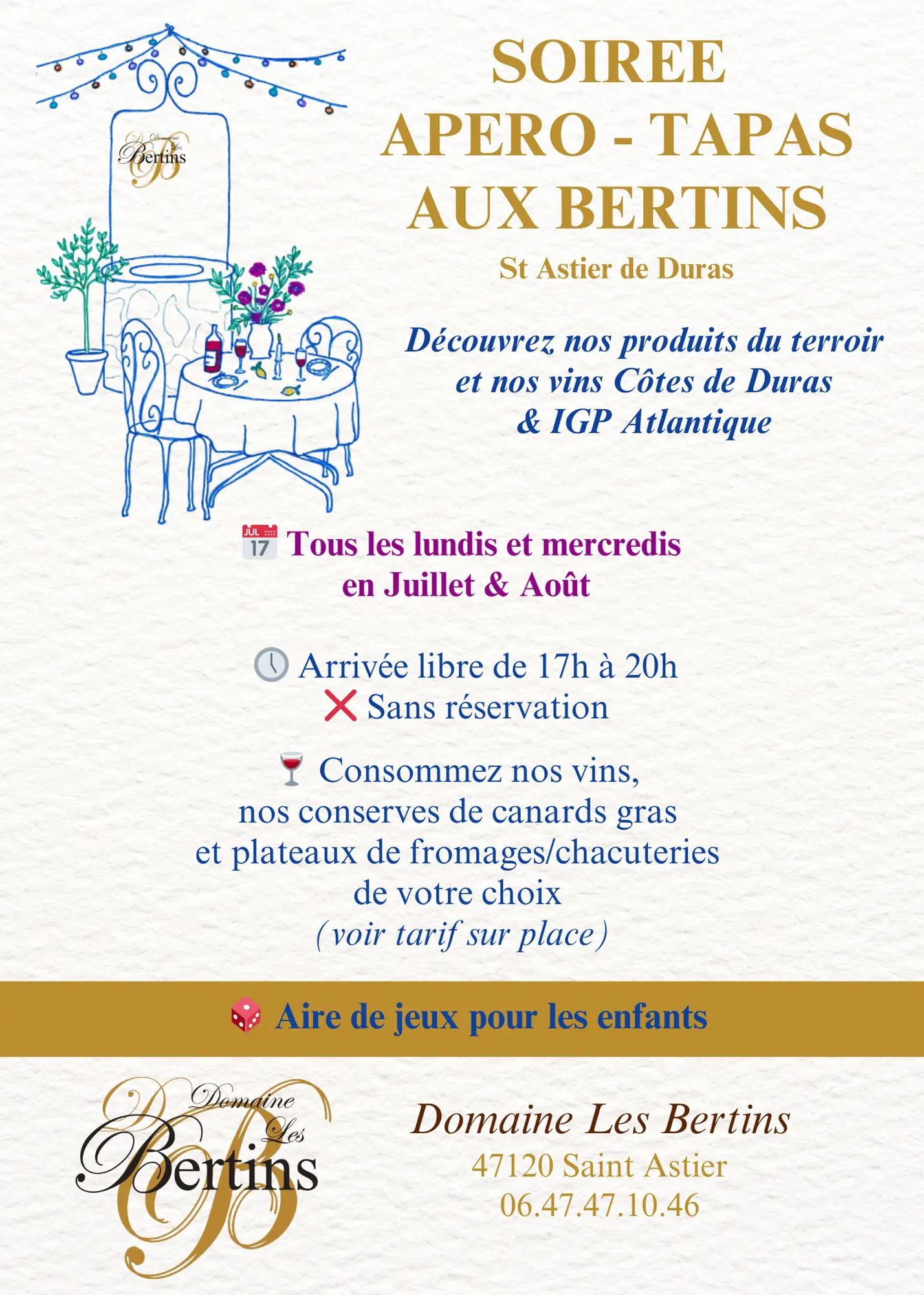 Soirées Apéro-Tapas aux Bertins