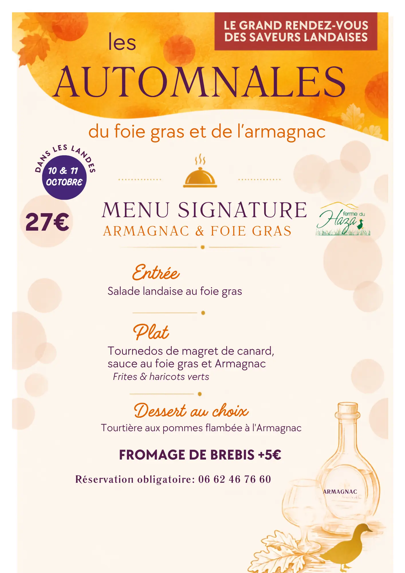 Menu spécial "Automnales du foie gras et de l'armagnac"