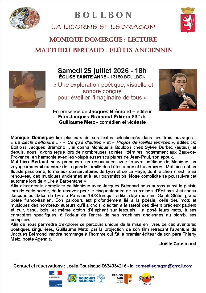 Lecture / concert - Monique Domergue et Matthieu Bertaud