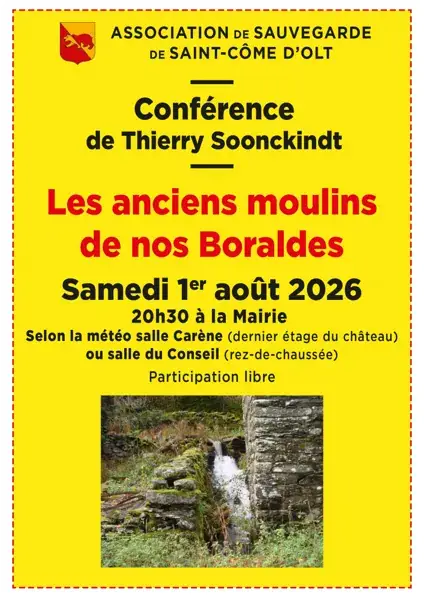 Conférence " Les anciens moulins de nos Boraldes"