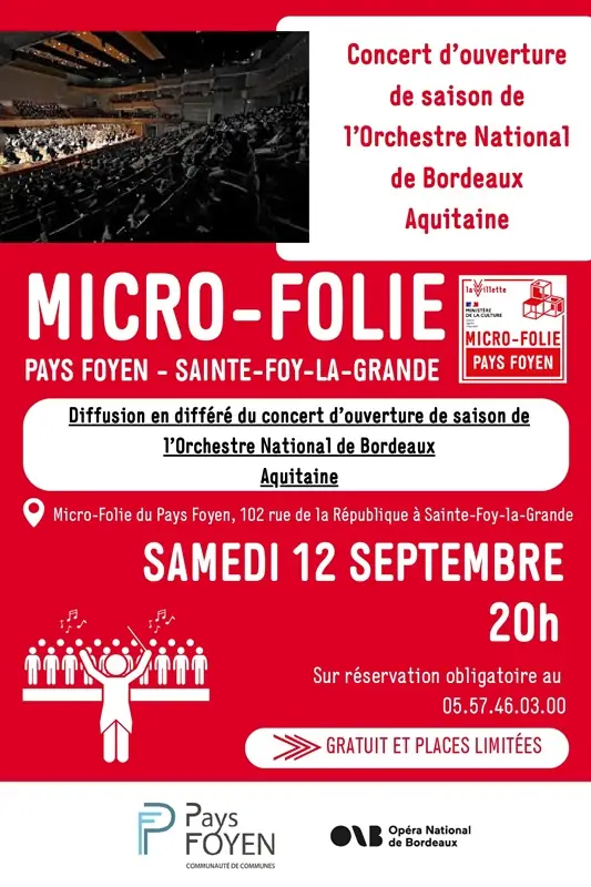 Retransmission en différé du concert d'ouverture de la saison de l'Orchestre National de Bordeaux Aquitaine au Musée numérique de la Micro-Folie du Pays Foyen