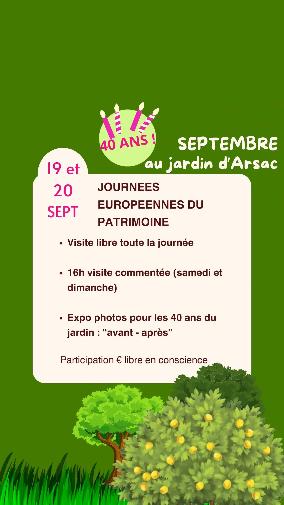 Journées Européennes du Patrimoine Jardin d'Arsac