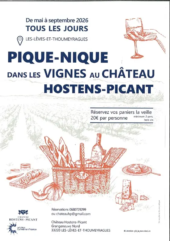 Pique-nique dans les vignes au Château Hostens-Picant