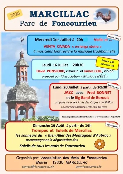 Concert Parc de Foncourrieu - lundi 20 juillet