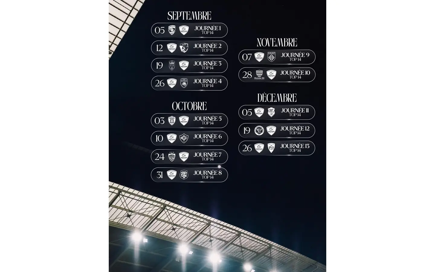 Rugby TOP14 - Calendrier Section