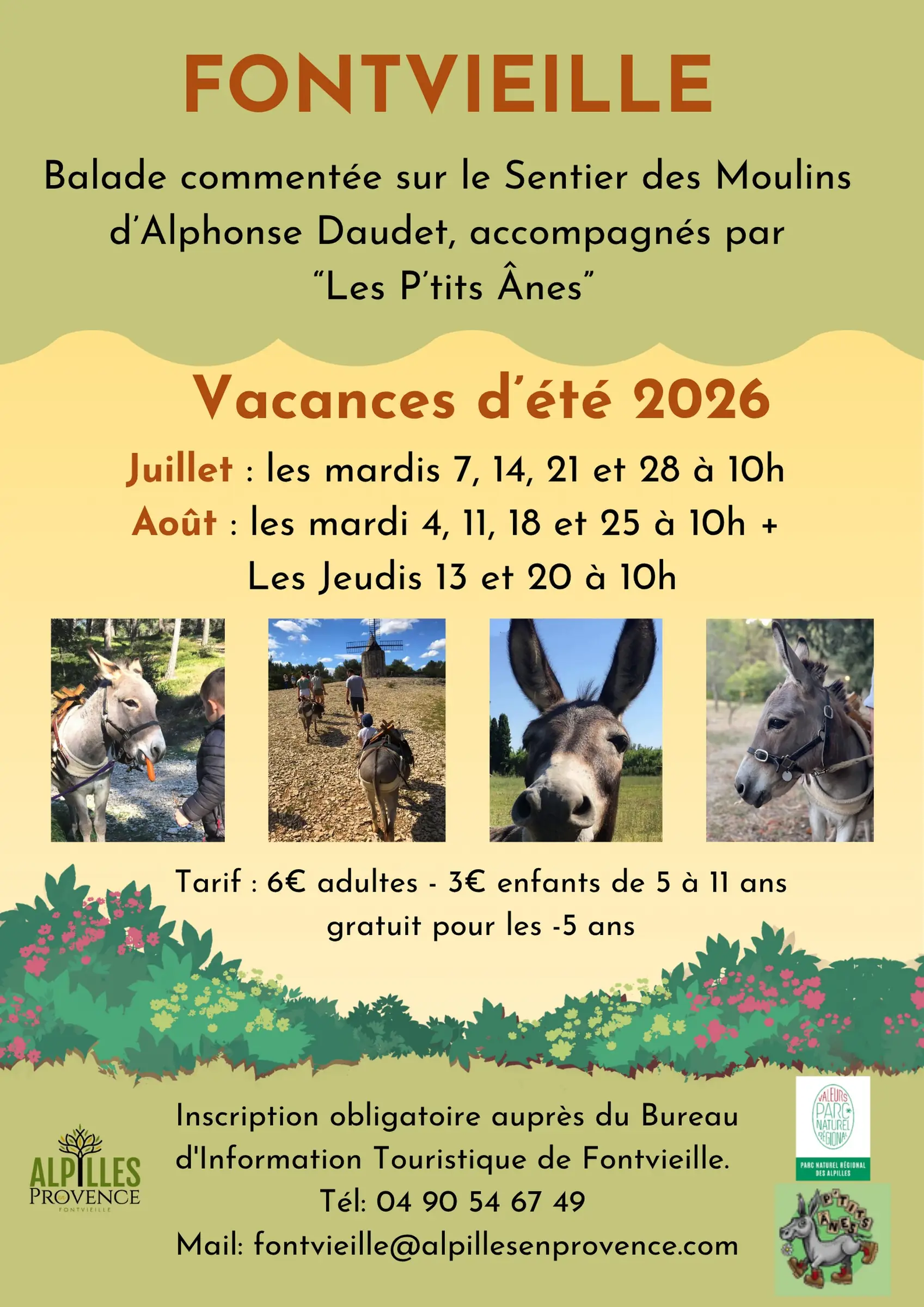 Balade commentée au pas de l'âne sur le Sentier des Moulins d'Alphonse Daudet