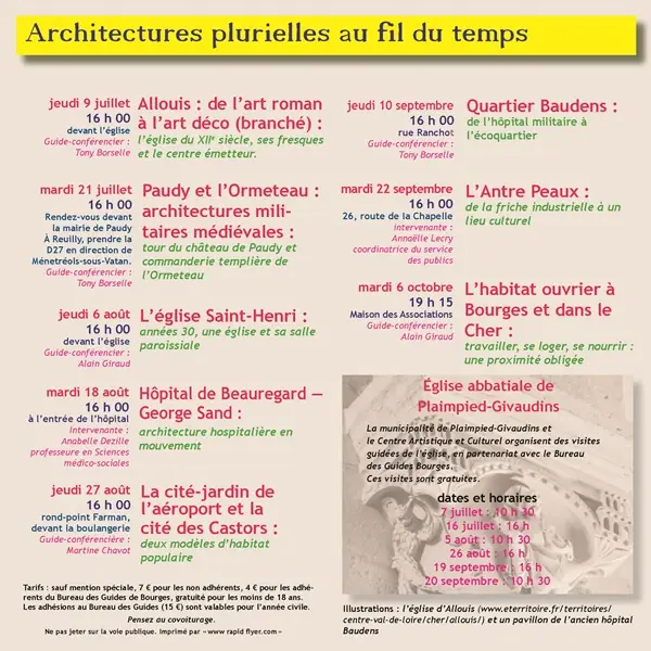 Visites Guidées : Programmation Estivale Bureau des Guides de Bourges