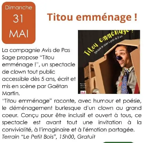 Spectacle de clown à Leyme : Titou emménage !