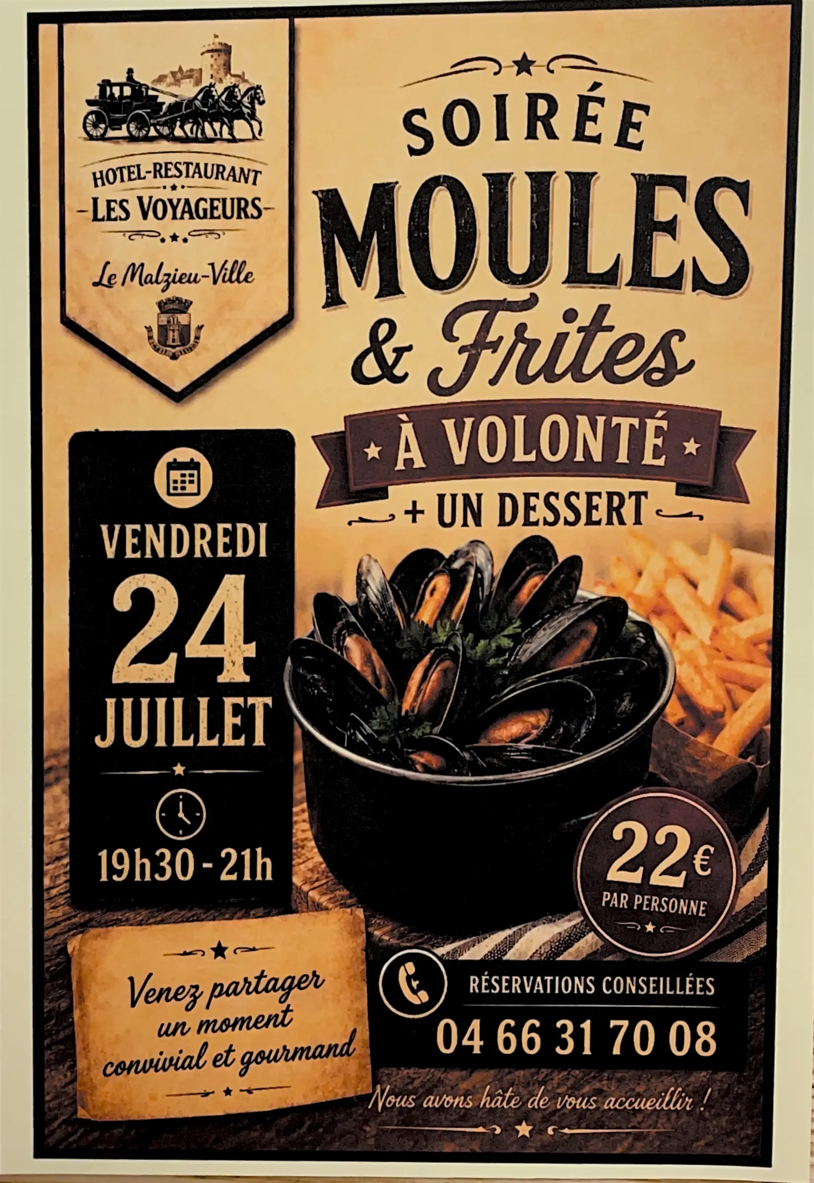 SOIRÉE MOULES FRITES À VOLONTÉ