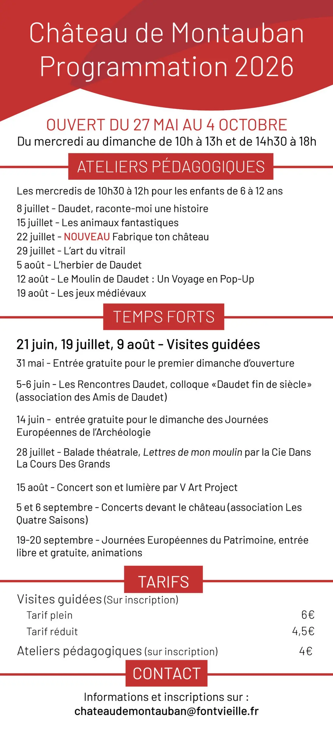 Visites guidées au Château de Montauban - Saison 2026