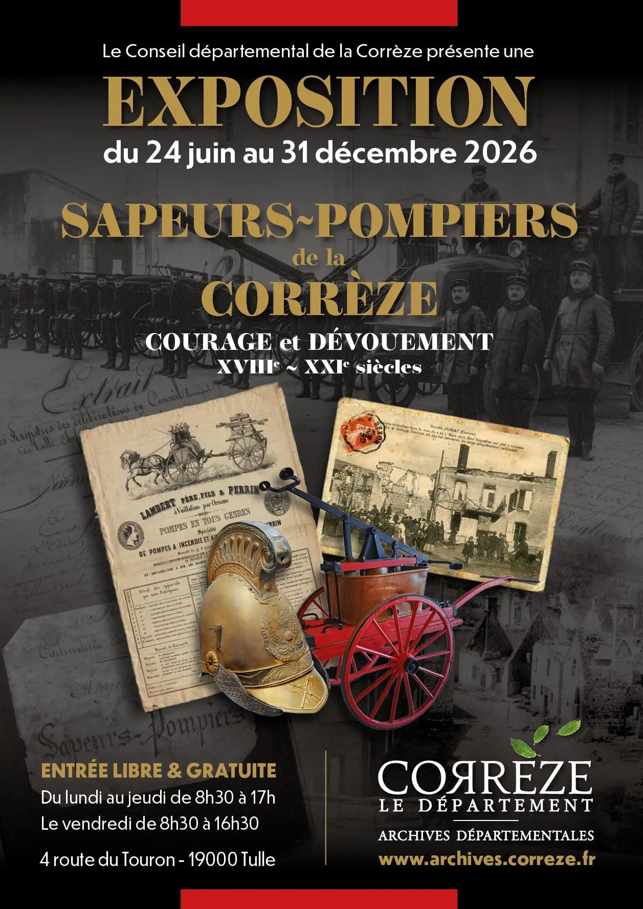 Archives départementales : Exposition Sapeurs-Pompiers de la Corrèze - Courage et dévouement