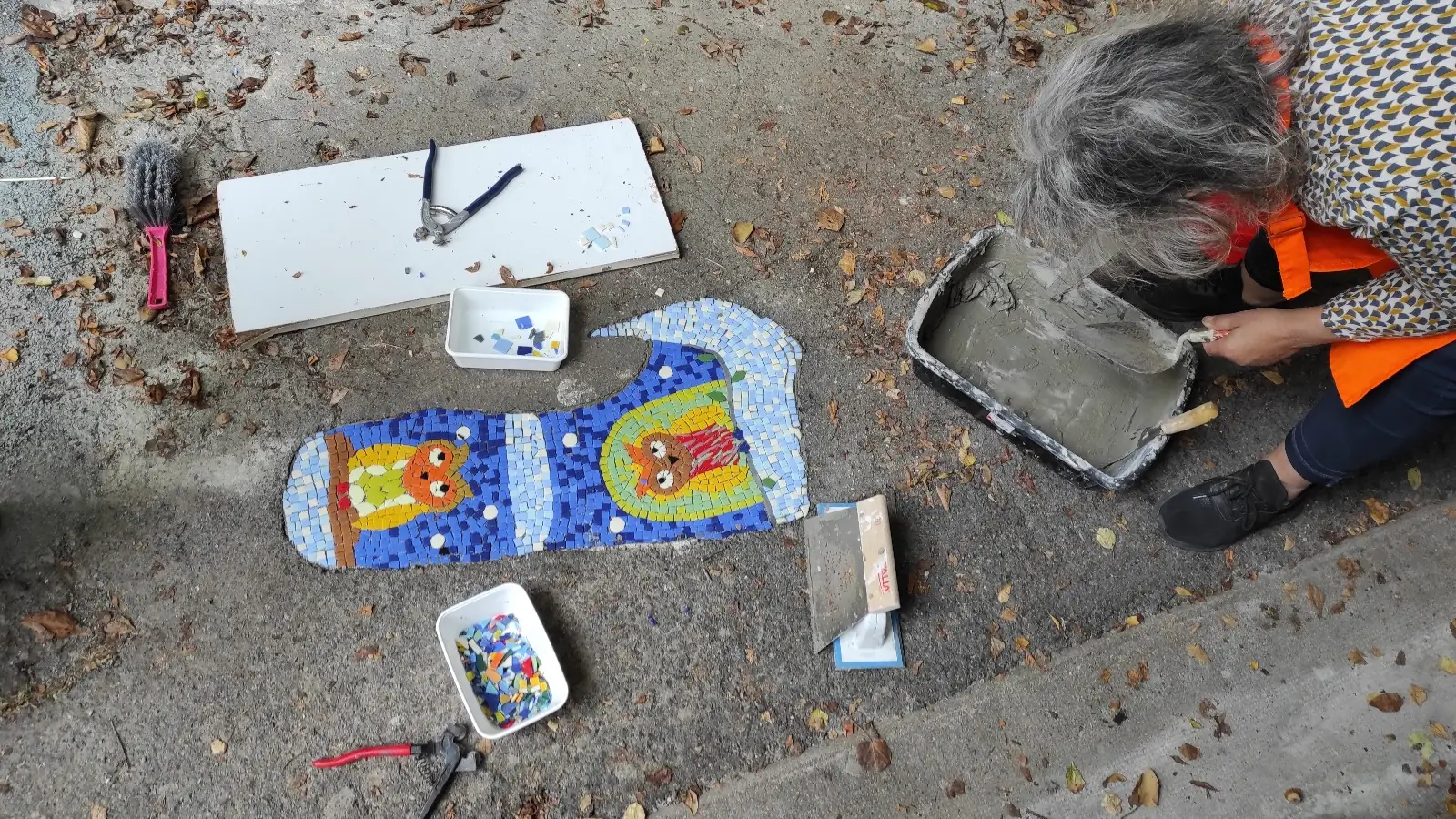 Fresque en mosaïque - chantier artistique !