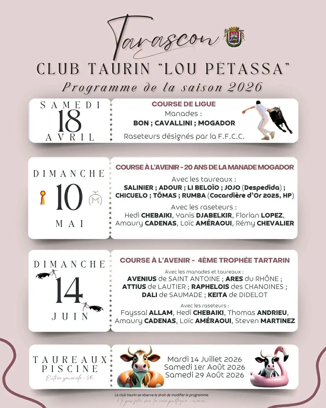 Les Taureaux Piscine du Club Taurin "Lou Pétassa"