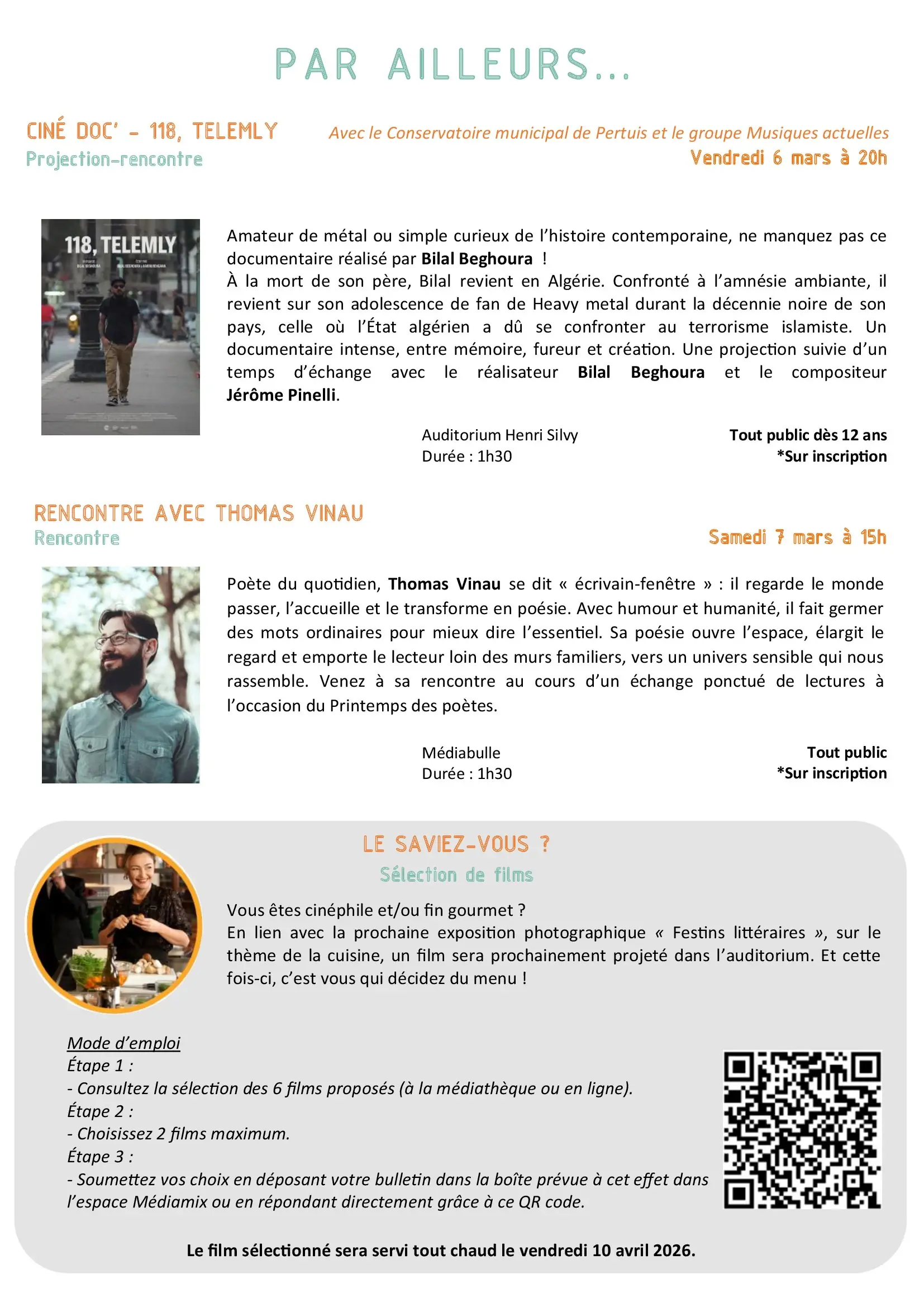 Programme médiathèque mars