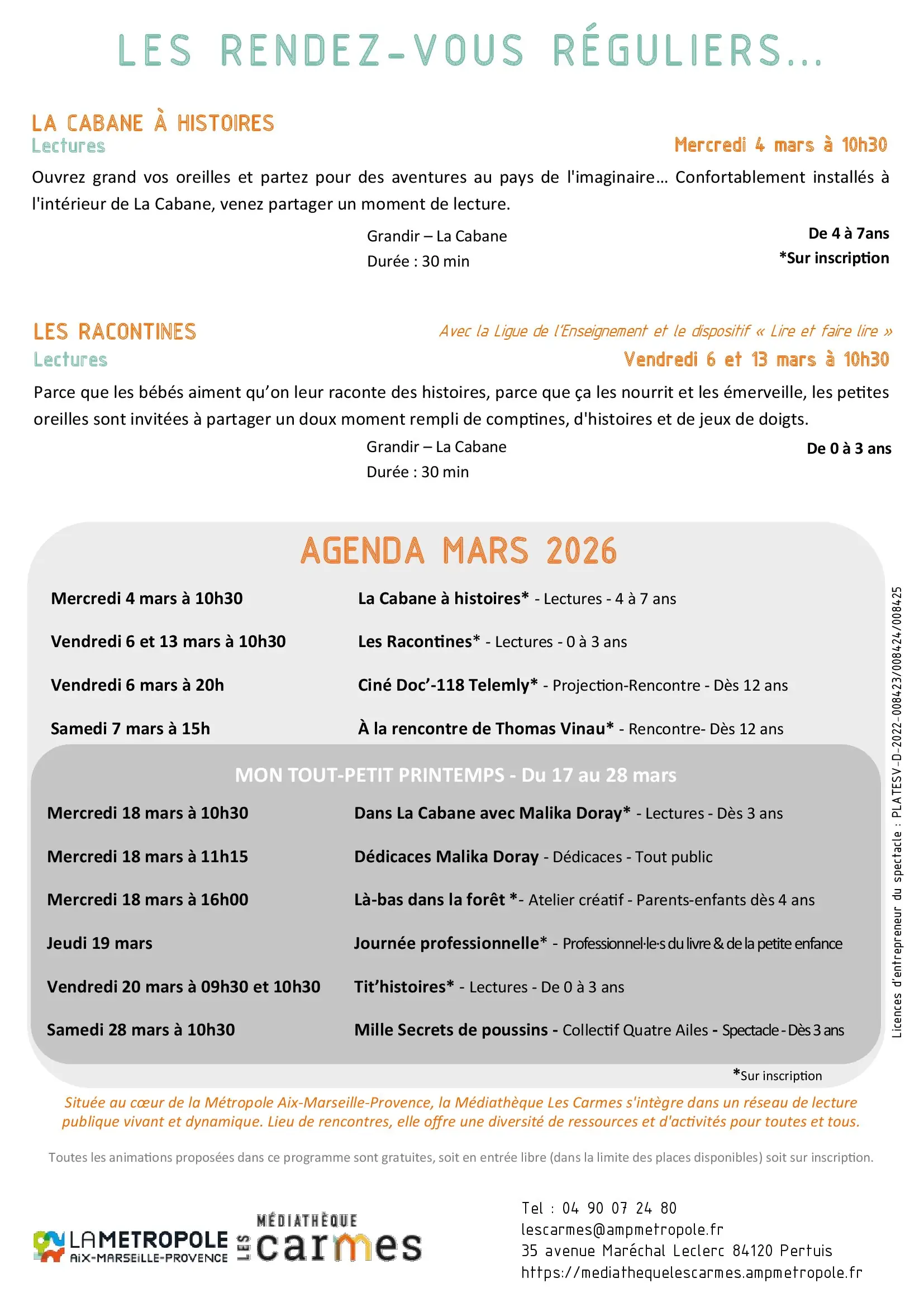 Programme médiathèque mars