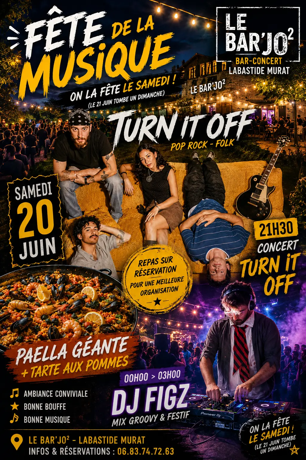 Soirée Paëlla Géante avec concert et DJ, à l'occasion de la Fête de la Musique