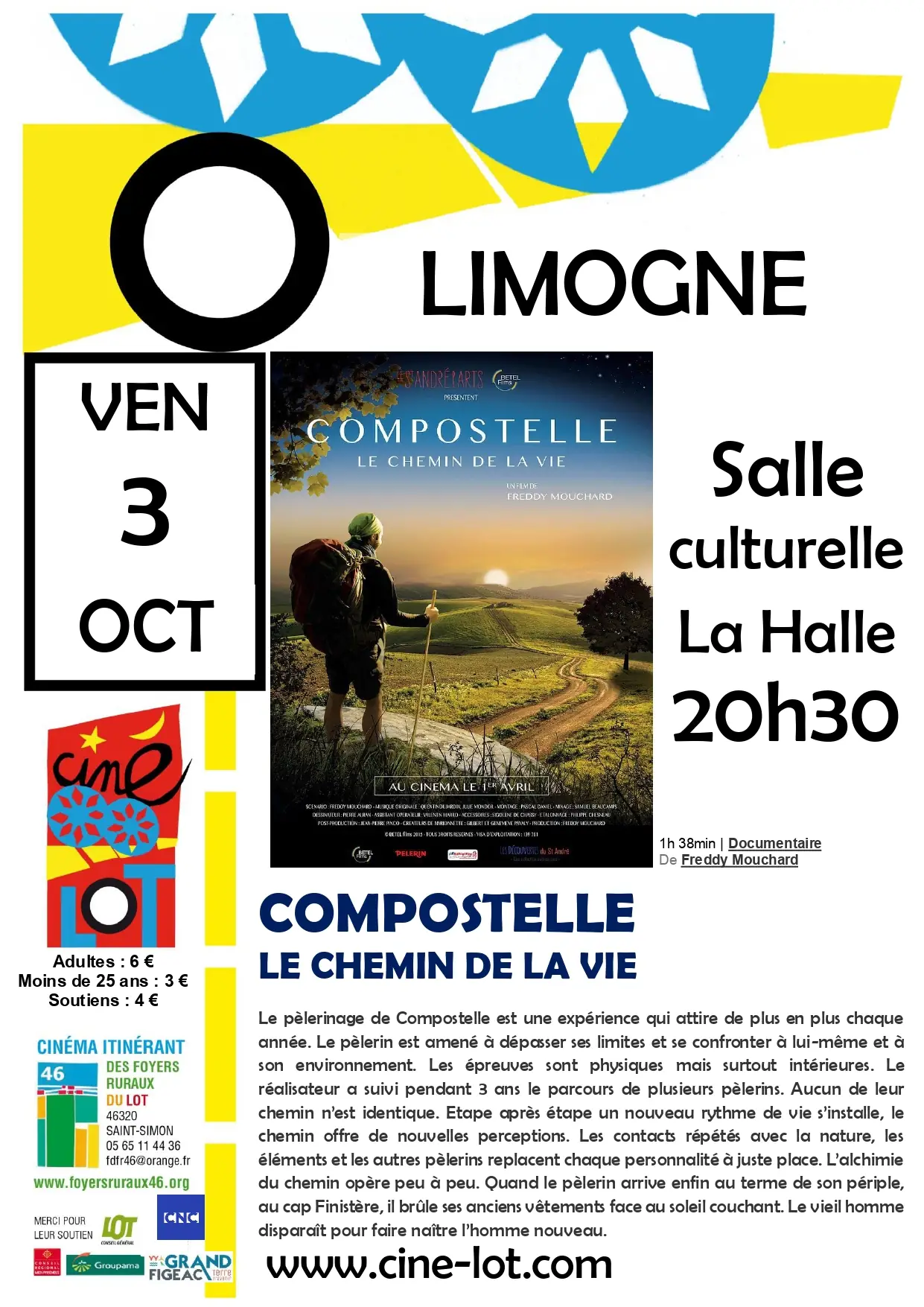 Ciné-Lot : Projection du film "Compostelle, le chemin de la vie" avec les 1000 mains à la pâte