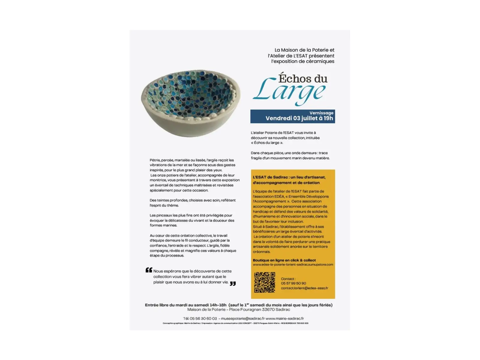 Échos du large : Exposition de céramiques de l'Atelier de l'ESAT