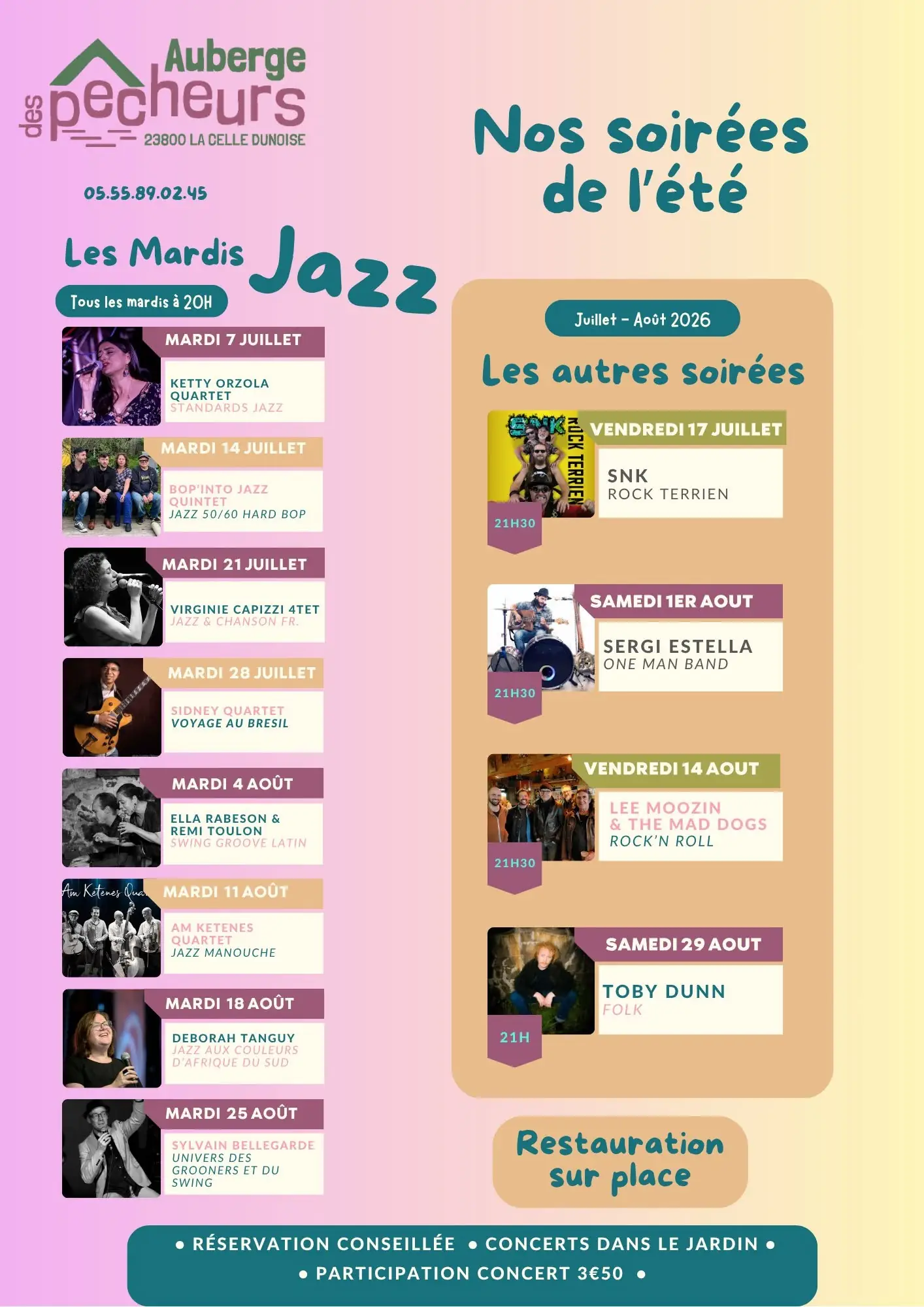 Mardi Jazz à l'Auberge des Pêcheurs