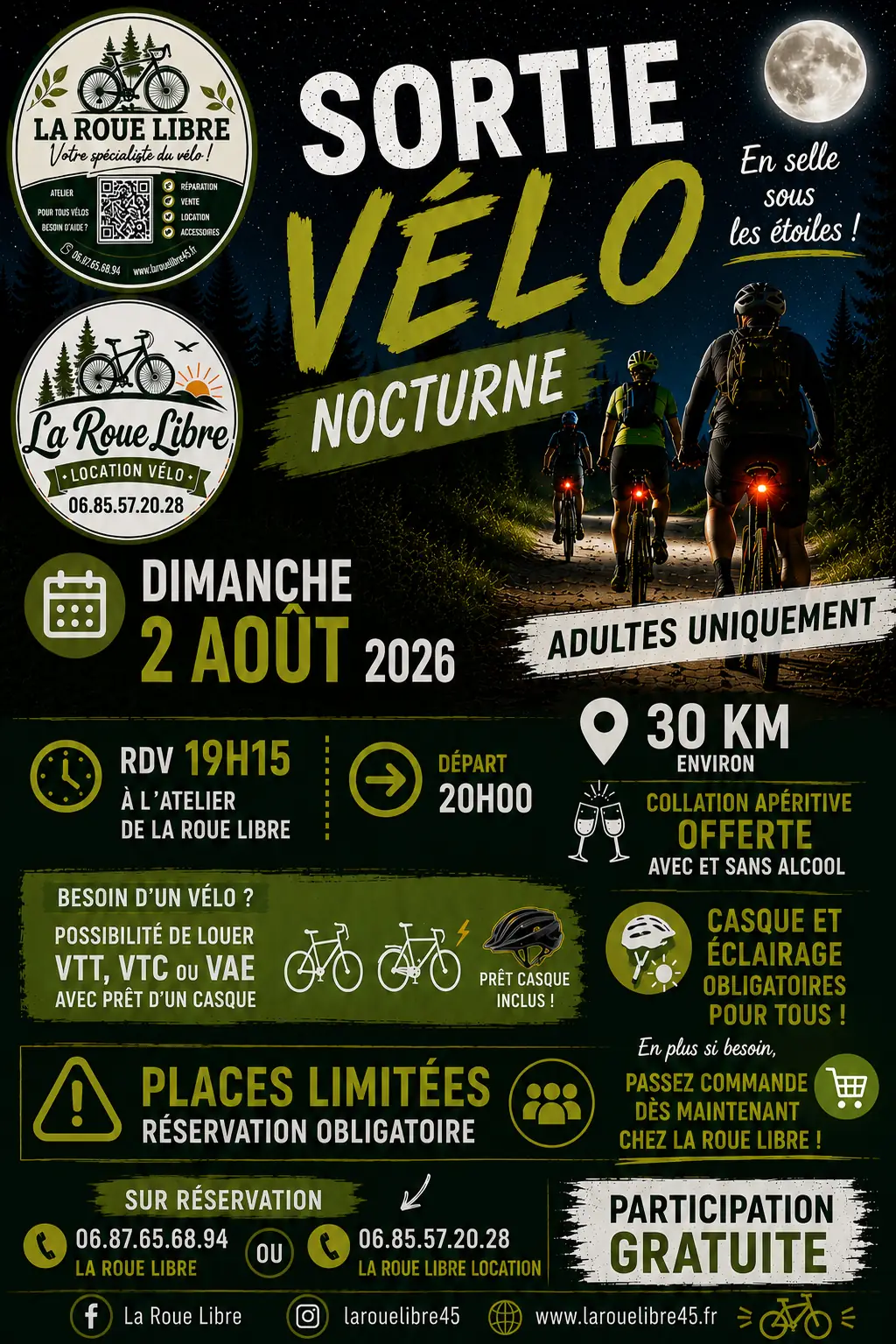 Sortie vélo en Nocturne