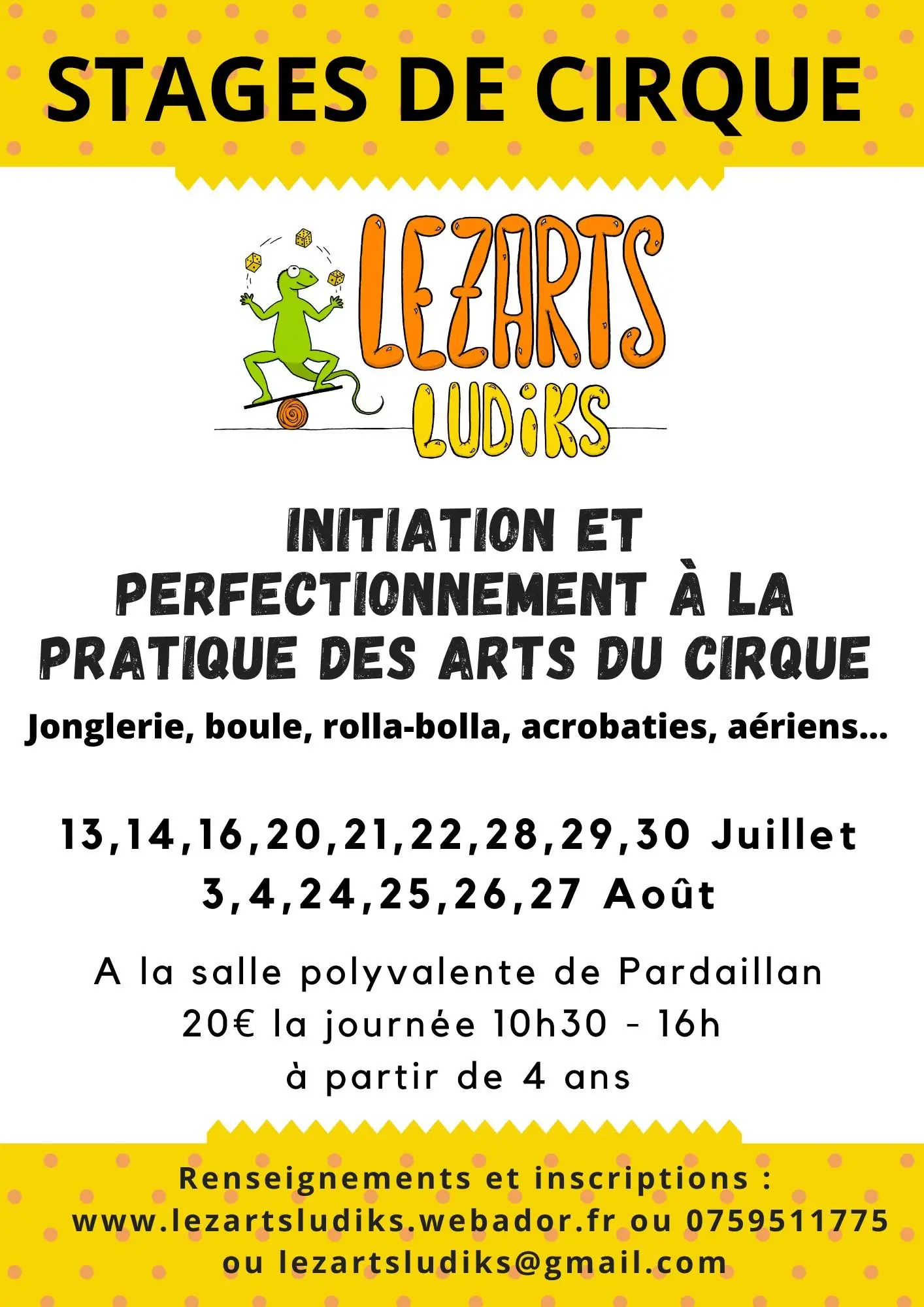 Stage des arts du cirque avec Lezarts Ludiks