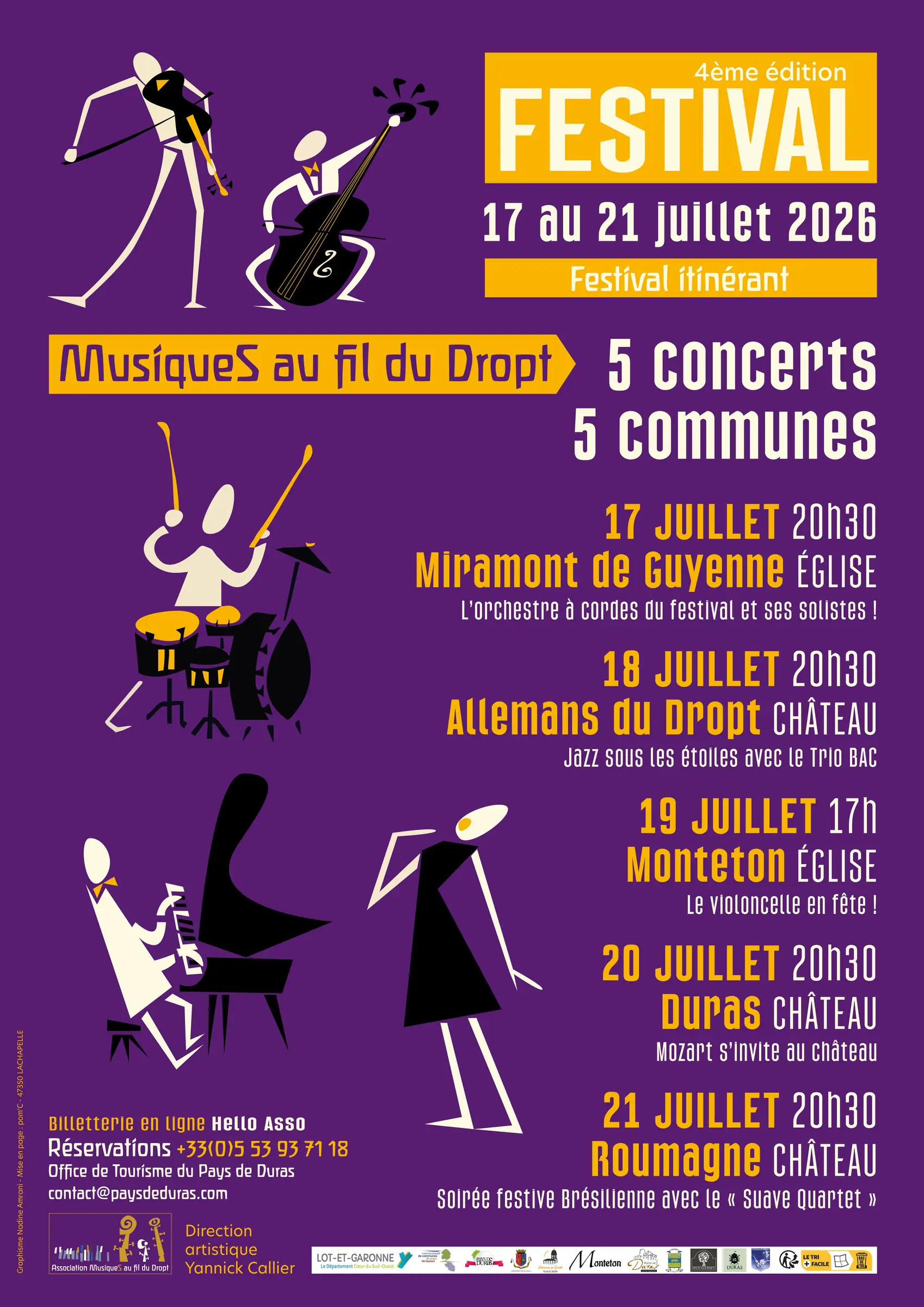 4ᵉ édition du Festival itinérant "Musiques au fil du Dropt" - Soirée festive Brésilienne avec le « Suave Quartet »